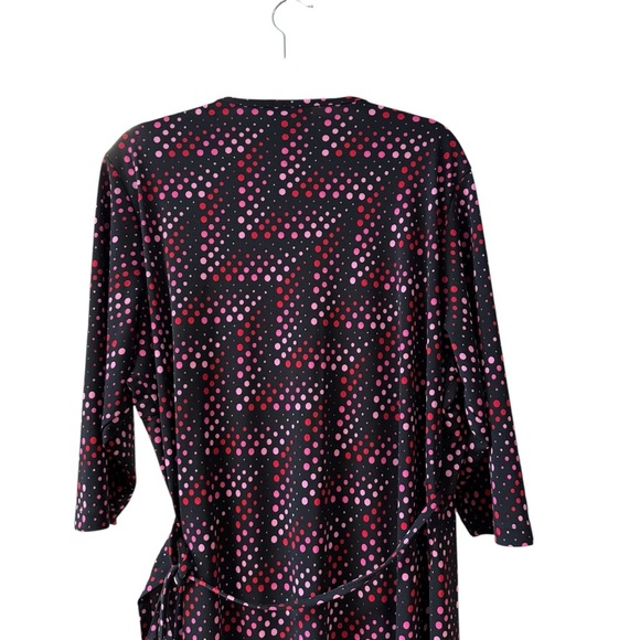 Vintage Venezia Polka Dot Print Wrap Dress Plus Size 22/24 Black Pink Y2K Office - Picture 9 of 12